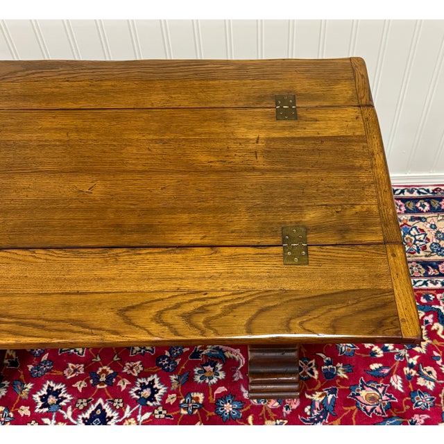 Antique French Flip Top Envelope Library Table Console Sofa Entry Table Oak For Sale - Image 16 of 18