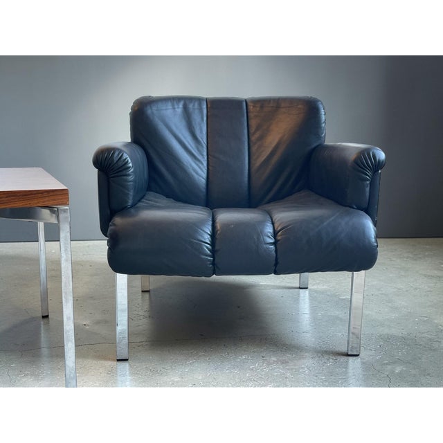 Eurochair Lounge Chairs in Black Leather and Chromed Steel by Hans Eichenberger, 1970s, Set of 2 For Sale - Image 10 of 16