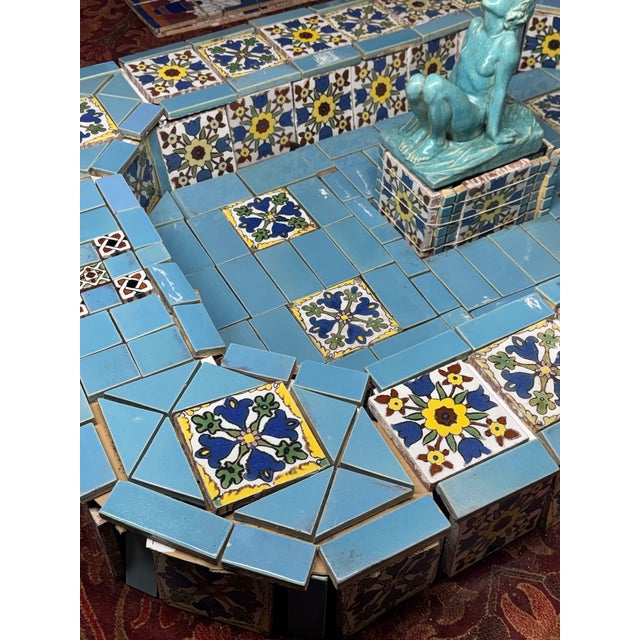 Monumental 1920s Malibu Tile Fountain With Rare Gladding, McBean Figural Spitter For Sale - Image 9 of 12