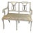 White Painted Shabby Chic Finish Lyre Back Settee Bench For Sale