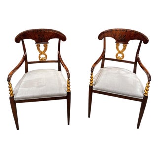 1970s Set of 2 - Chairs With Gold Accents For Sale
