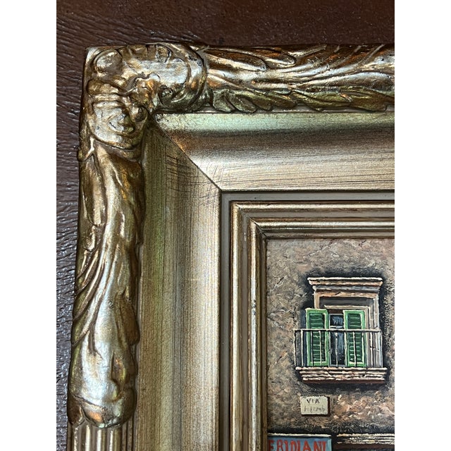 Wood Vintage Paris Storefronts Original Oil Painting, Framed For Sale - Image 7 of 12