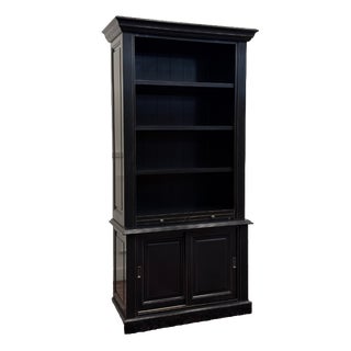 English Black Bookcase in Teak For Sale