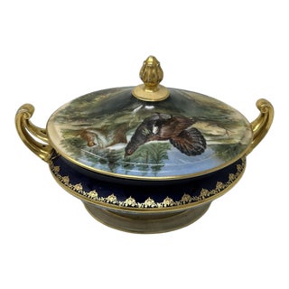 Antique Epiag Royal Czechoslovakian Porcelain Hand Painted Tureen Centerpiece For Sale
