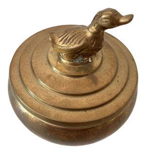 1950s Vintage Brass Trinket Box Duck