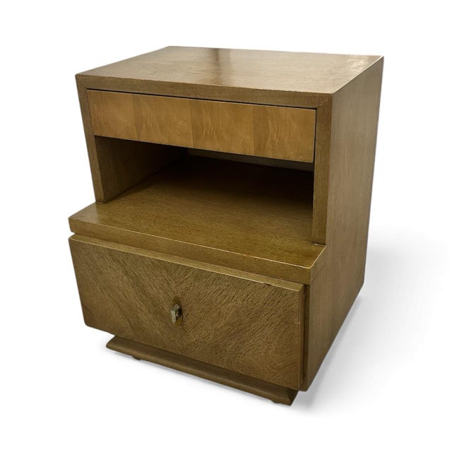 Brown American of Martinsville Mid-Century Modern Chevron Highboy & Nightstand Set For Sale - Image 8 of 12