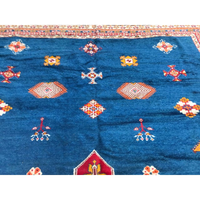 Blue Large Vintage Moroccan Hand Knotted Rug For Sale - Image 8 of 17
