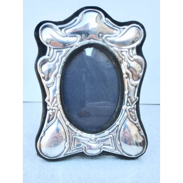 Art Nouveau Sterling Silver Photo Frame Circa 1985 London For Sale - Image 3 of 5