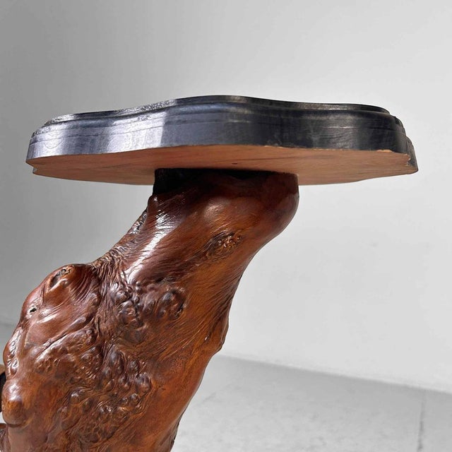 Wood Japanese Burl Wood Plant Stand, 1920s For Sale - Image 7 of 16