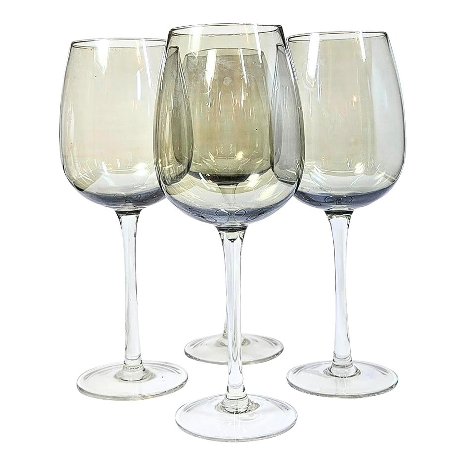 Pearlescent Grey Vintage Goblets- Set of Four | Chairish