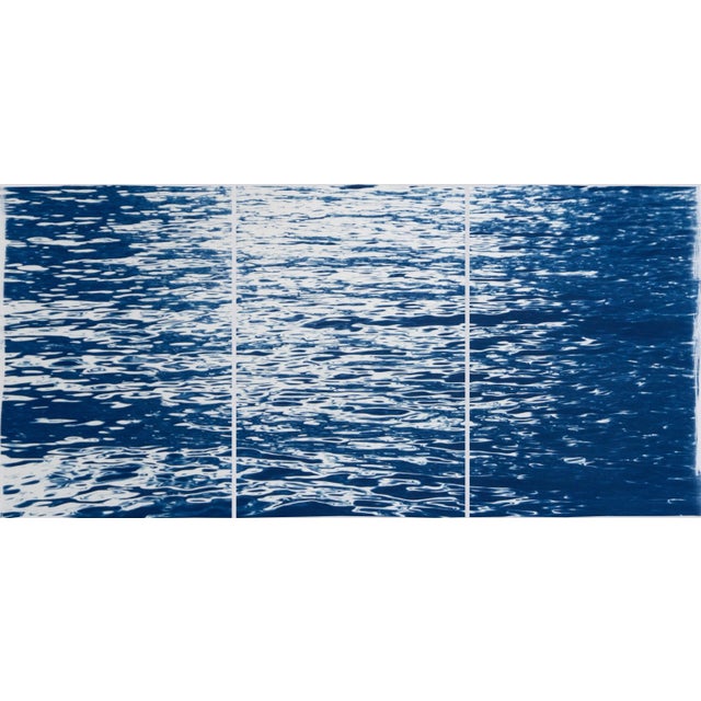 2020 "Moonlight Ripples Over Lake" Original Cyanotype Triptych Prints - Set of 3 For Sale