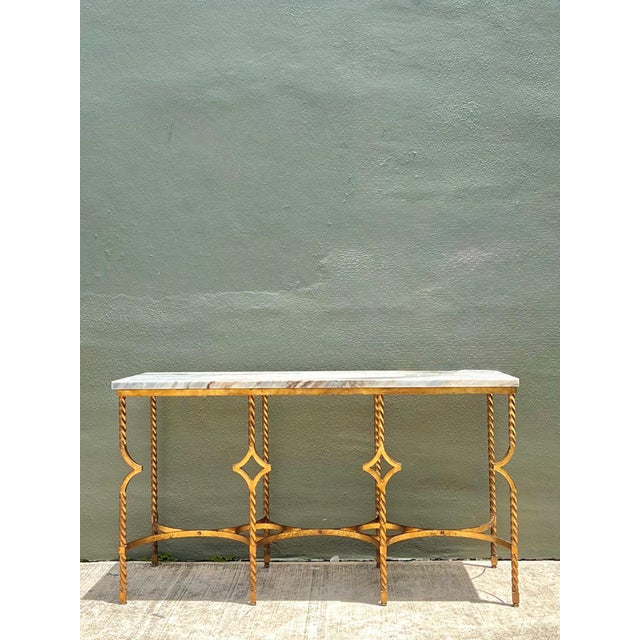 Vintage Twisted Iron and Marble Console Table For Sale - Image 14 of 18