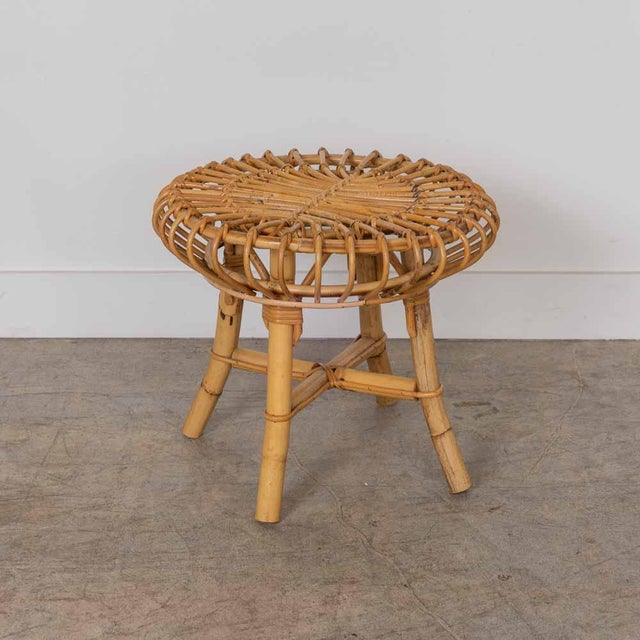 1960s Pair of 1960s Italian Rattan Stools in the Style of Franco Albini For Sale - Image 5 of 12