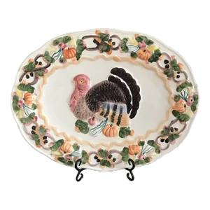 Vintage Late 20th Century World Bazaars Inc Thanksgiving Turkey Serving Platter