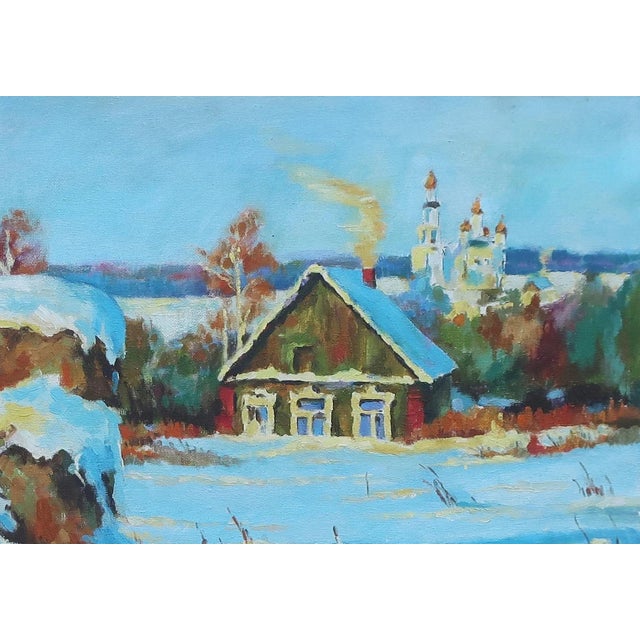 Realism Rural Landscape Antique Painting Original Soviet Art Ukrainian Artist Mukhina A. 50-70 2000s For Sale - Image 3 of 6