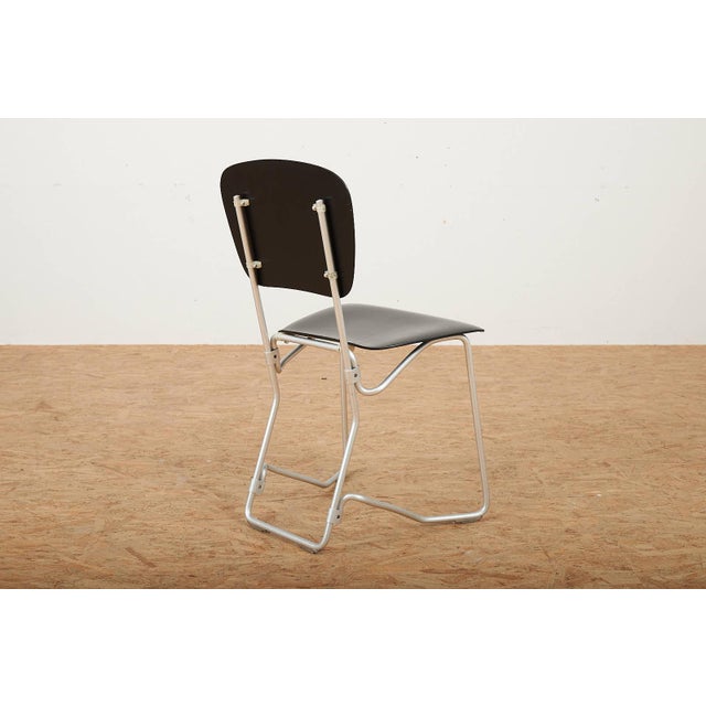 Wood Alu Flex Chair in Aluminum Frame and Black Plywood Seat and Back from Armin Wirth, 1951 For Sale - Image 7 of 15