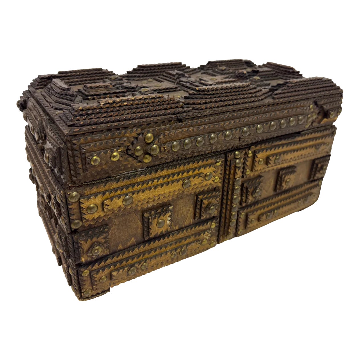 Tramp Art Box or Chest, Early 20th Century | Chairish