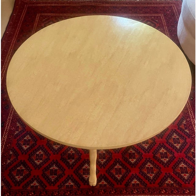 Mid 20th Century Vintage Carved & Custom Painted Round Side Table With Hoof Feet For Sale - Image 5 of 7