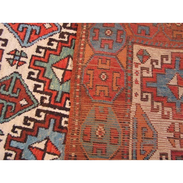 Textile 1850s Ivory Geometric Tribal Antique n.w. Persian Rug 3'10" X 9'4" Handmade Wool Carpet For Sale - Image 7 of 10