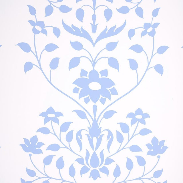 Sample - Schumacher x Marie-Anne Oudejans Jaipur Mughal Flower Wallpaper in Blue For Sale