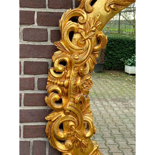Rococo 1970s Italian Rococo Gold Beech Wall Mirror For Sale - Image 3 of 12