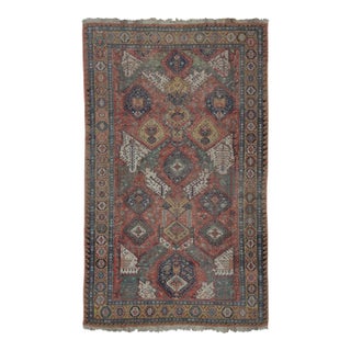 Antique Persian Soumak Dragon Rug in Red With Geometric Patterns - Rug & Kilim For Sale