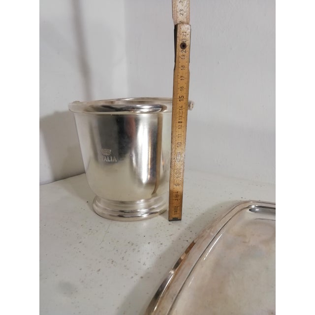 Silver Vintage Italian Tray and Ice Bucket, 1930s, Set of 2 For Sale - Image 8 of 10