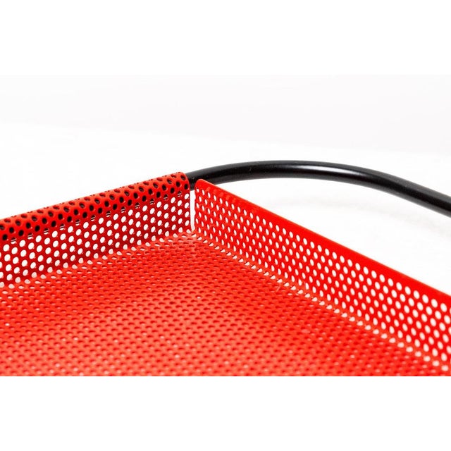 Red perforated tray, Made in Italy, 1960s. Serving tray with black lacquered handles and red lacquered top. It's in very...