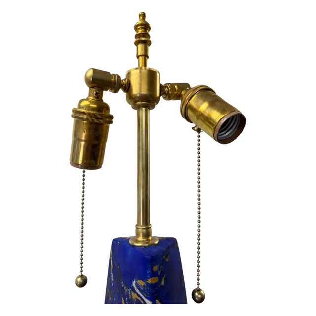 2020s Large Lapis Lazuli Scagliola Lamps - a Pair For Sale - Image 5 of 8