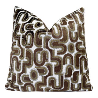 Walnut Groove 22x22 Velvet Pillow With Feather Down Insert For Sale