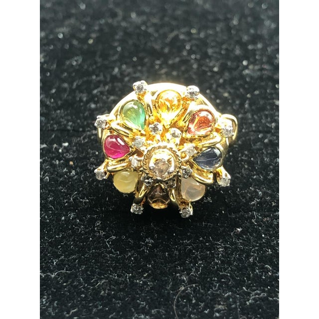 Bochic “Orient” Multi Diamonds & Gems Vintage Ring Set In 18K Gold & Silver Natural Diamonds - 1.50 Carat Natural Round...