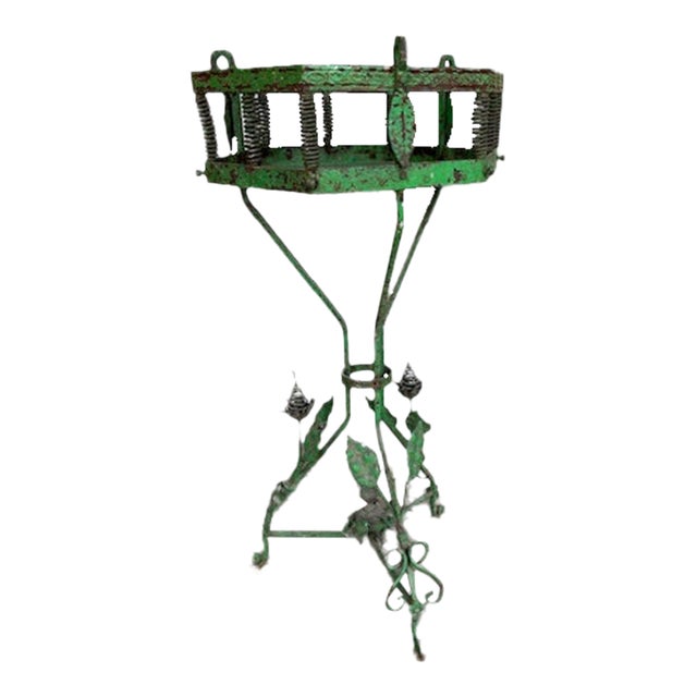 Antique Art Nouveau Iron Plant Stand For Sale