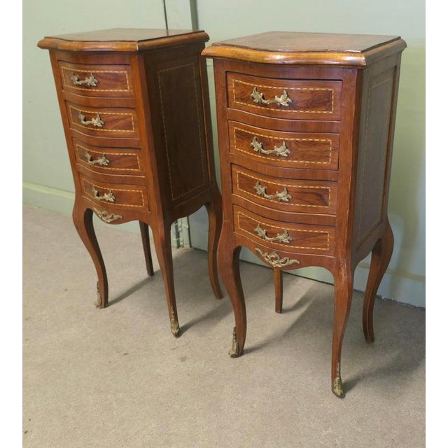 Tall French Ormolu 4-Drawer Side Lockers, 1930, Set of 2 For Sale - Image 6 of 8