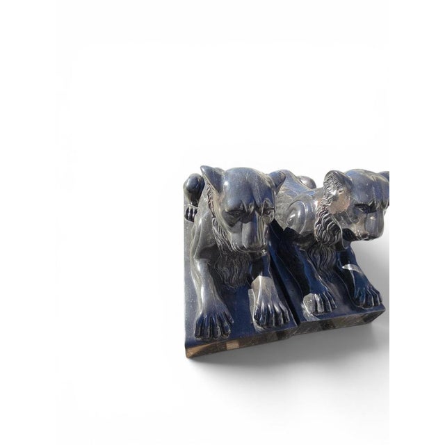 1980s Italian Artist, Lion Sculptures, Late 20th Century, Black Marble, Set of 2 For Sale - Image 5 of 12