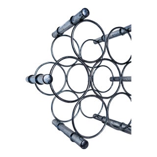 Vintage Faux Bamboo Wine Rack in Chrome Finish For Sale