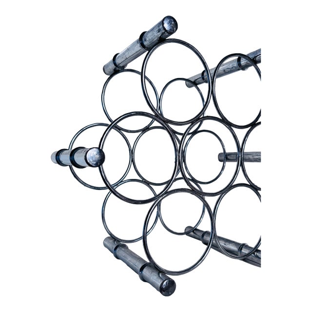 Vintage Faux Bamboo Wine Rack in Chrome Finish For Sale