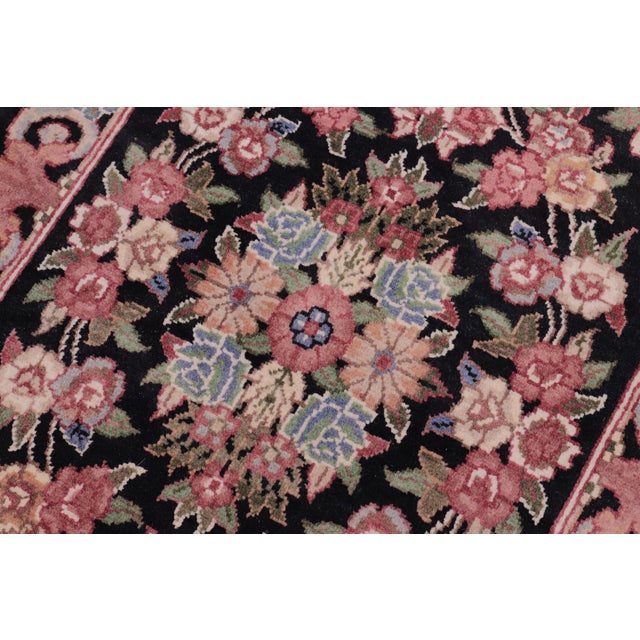 Shabby Chic Pak-Persian Black/Black Wool Rug - 1'7'' X 2'2'' For Sale - Image 4 of 9