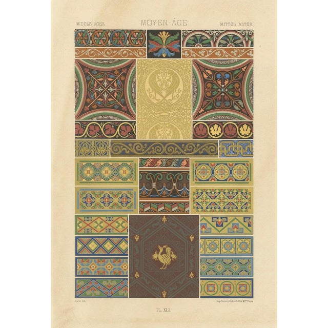 Paper After Racinet, Middle Ages Decorative Motifs Gothic Tile and Border Designs, 1869, Print For Sale - Image 7 of 10