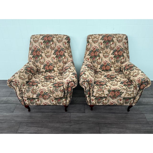 Vintage Italian Armchairs in Floral Upholstery, 1950s, Set of 2 For Sale - Image 10 of 15
