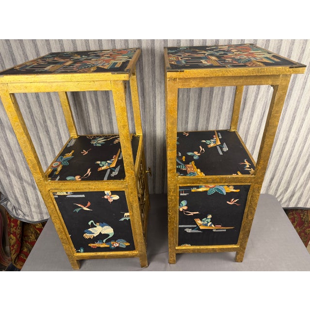 Pair of Late 20th Century Chinoiserie Nightstands / Cabinets For Sale - Image 9 of 15