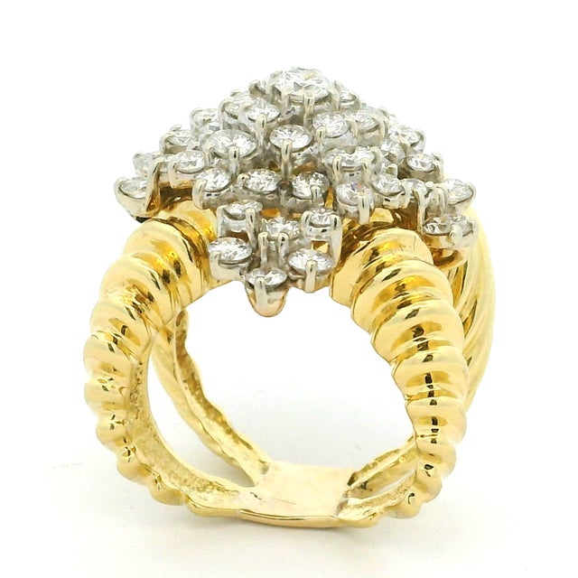 Vintage 18k Gold Diamond Bombe Cocktail Ring, 3.75 Carats, Size 7 For Sale - Image 14 of 14