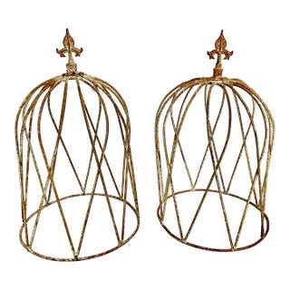 1960s Vintage French Art Deco Fleur De Lis Garden Topiary Trellises - A Pair. For Sale