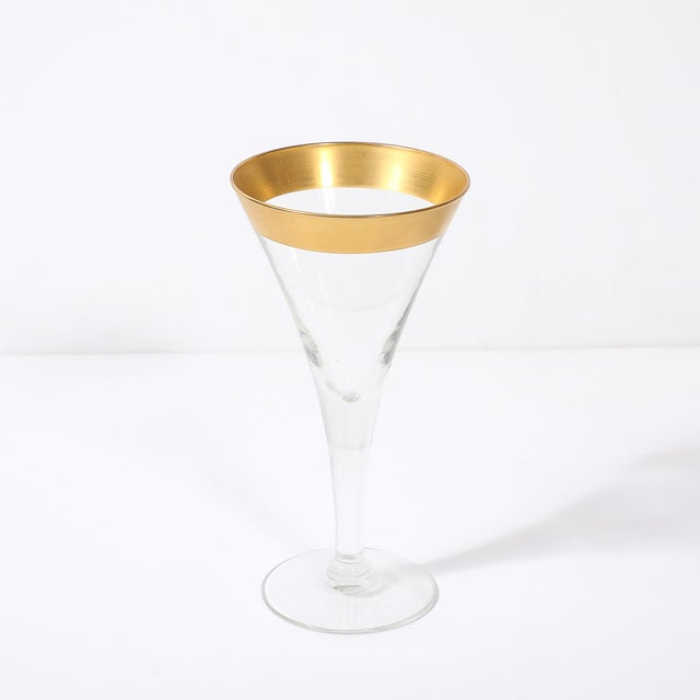 Set of 12 Mid-Century Modernist Gilt Rimmed Water Glasses by Dorothy Thorpe For Sale - Image 13 of 15