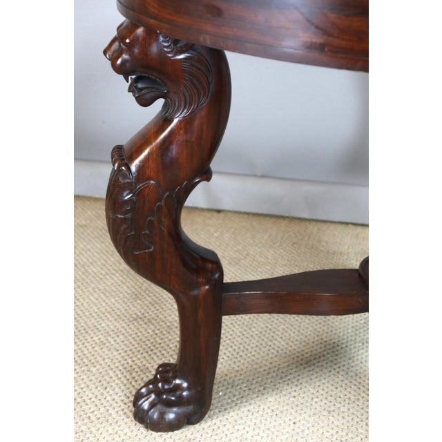 Empire Mahogany Pedestal Table with Lion Heads For Sale - Image 12 of 15