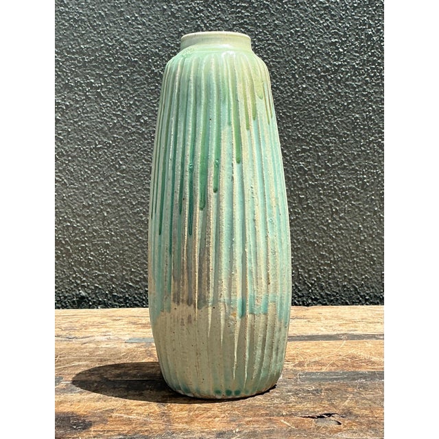 Mid-Century Modern Vintage Drip Glazed Ceramic Vase For Sale - Image 3 of 12
