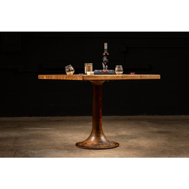 Brown 1930s Industrial Butcher Block Bistro Table For Sale - Image 8 of 8