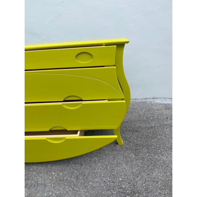 1960s Elegant Chartreuse Bombay Style Commode/ Chest of Drawers For Sale - Image 5 of 18