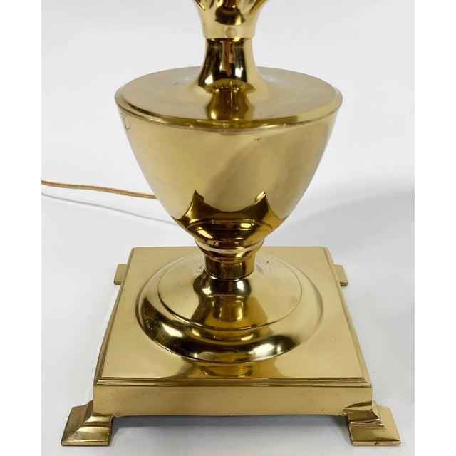 Vintage Bombay Brass Pineapple Table Lamp W Tole Shade For Sale - Image 9 of 13