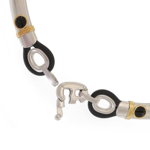 Contemporary Baraka Italy 18k Two Tone Gold Rubber Collar Necklace For Sale - Image 3 of 5