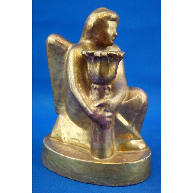 20th Century Candleholder Sculpture Angel in Gilded Terracotta by Carlo Sbisà, Italy, 1930s For Sale - Image 9 of 18